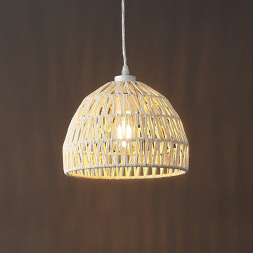 Campana 20" Bohemian Modern Woven Rattan/Iron LED Pendant